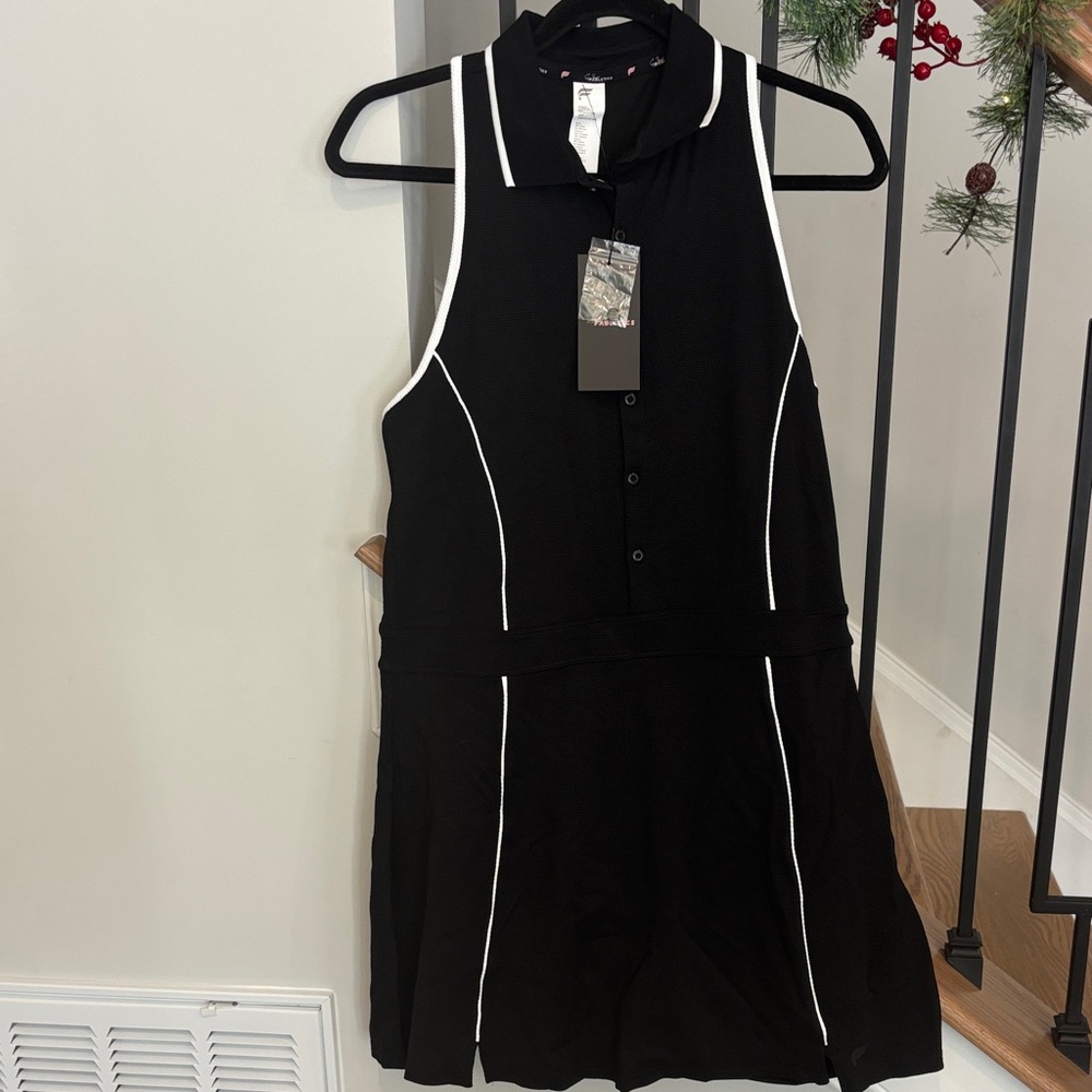 Fabletics Black and White Women's Racer back Mini Dress with shorts XL